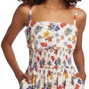 Hvn Cotton Maxi Dress Smocked Scarlett Midi Dress Flower Print 6 Nwot Msrp $495